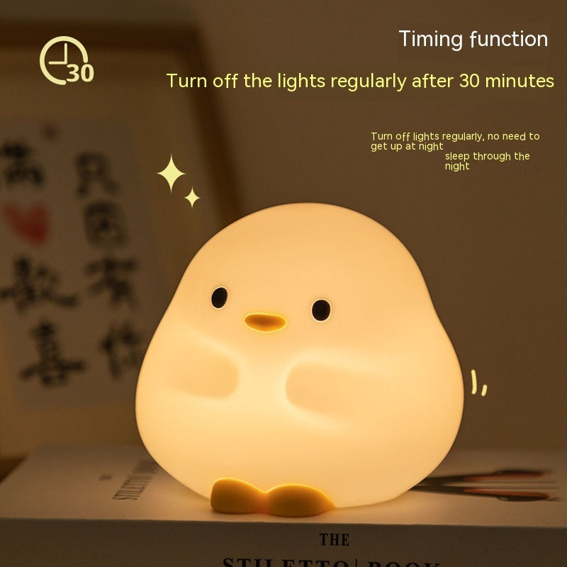 Cute Duck LED Night Lamp Cartoon Silicone USB Rechargeable Sleeping Light Touch Sensor Timing Bedroom Bedside Lamp For Kid Gift Home Decor - Luminous Bear Shop