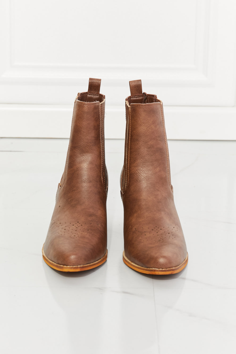 MMShoes Love the Journey Stacked Heel Chelsea Boot in Chestnut - Luminous Bear Shop