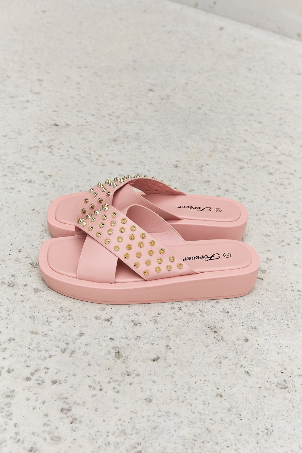 Forever Link Studded Cross Strap Sandals in Blush - Luminous Bear Shop
