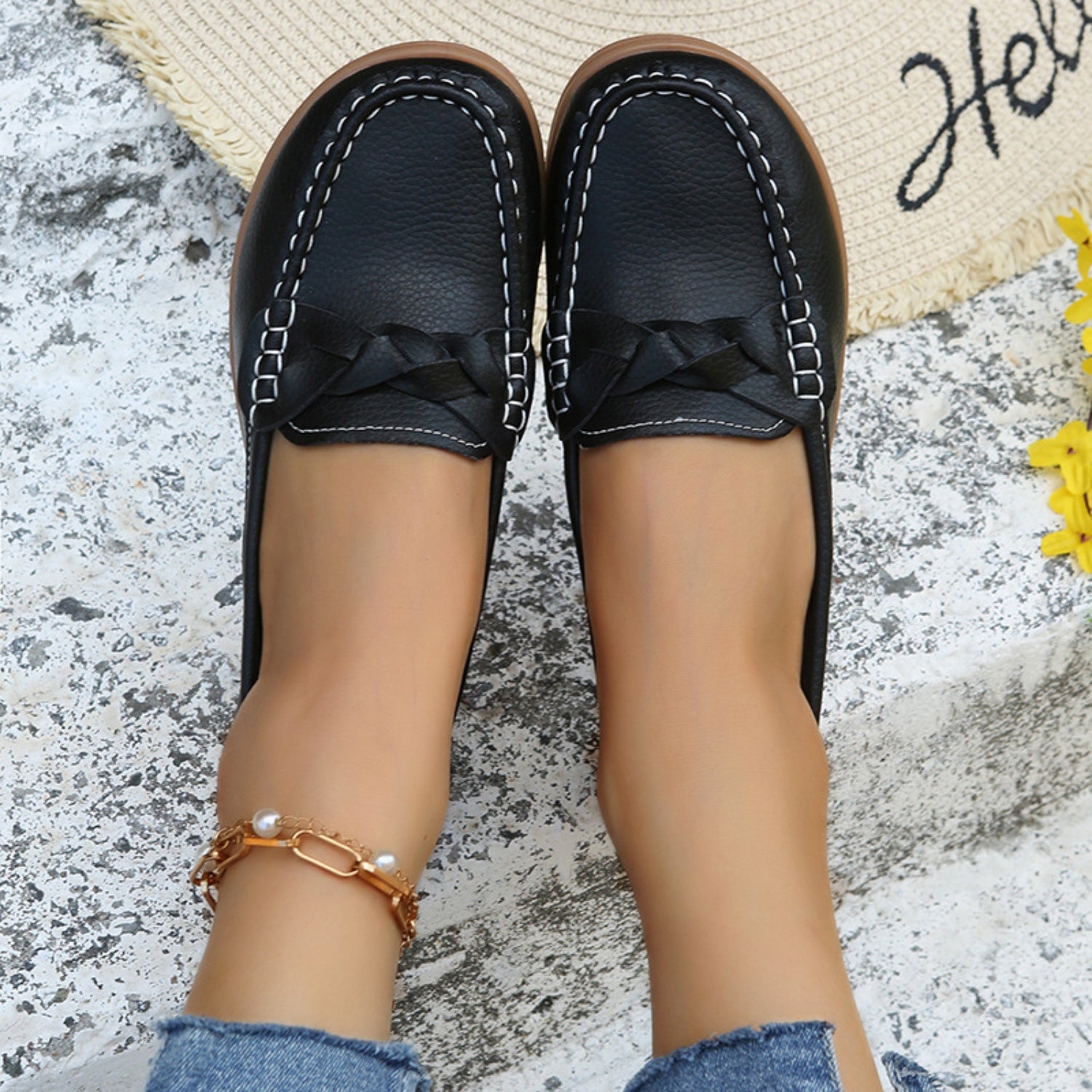 Weave Wedge Heeled Loafers - Luminous Bear Shop