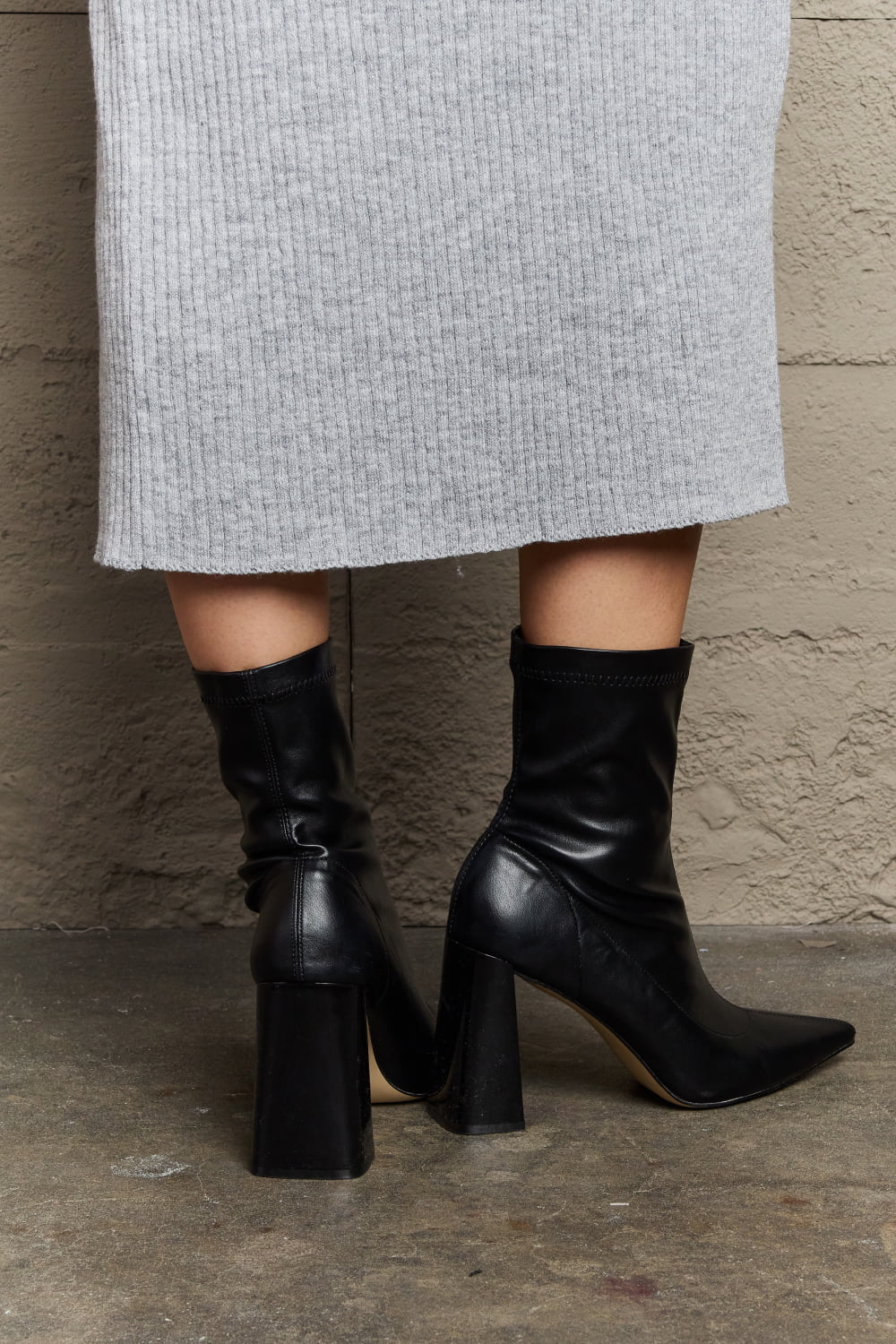Weeboo Stacy Block Heel Sock Boots - Luminous Bear Shop