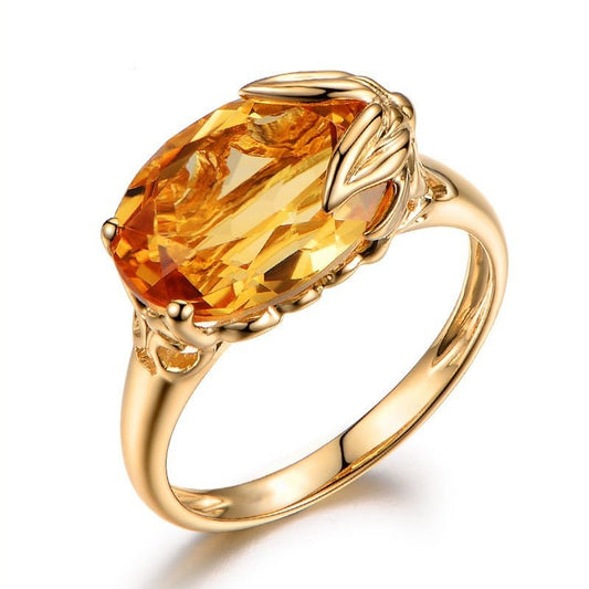 Engagement Ring Citrine Gemstone Ring - Luminous Bear