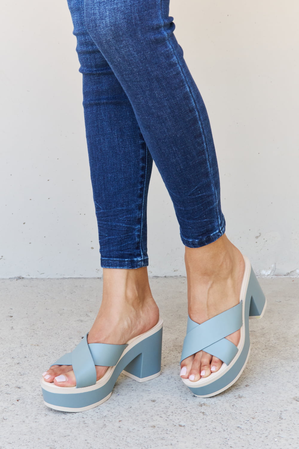 Weeboo Cherish The Moments Contrast Platform Sandals in Misty Blue - Luminous Bear Shop