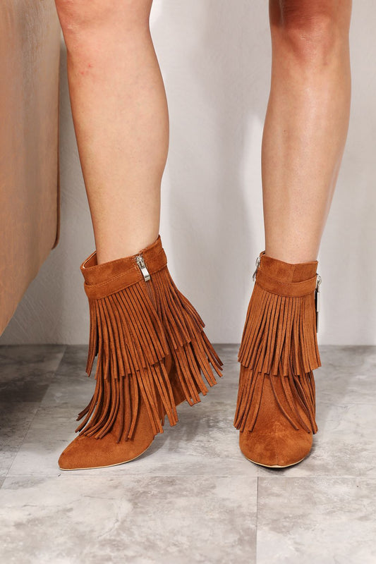 Legend Women's Tassel Wedge Heel Ankle Booties - Luminous Bear Shop