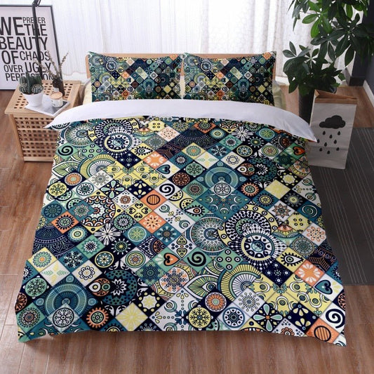 Fashionable 3 Pieces Bohemian Style Bedding Set Large Mandala Feather Printed Duvet Cover With Pillowcase Not Included Sheets - Luminous Bear