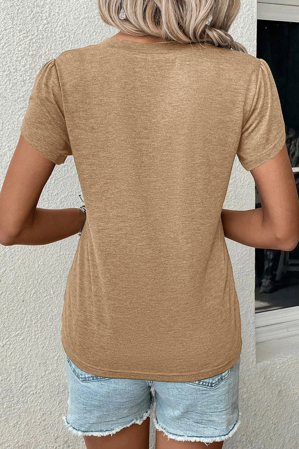 V-Neck Petal Sleeve T-Shirt - Luminous Bear Shop