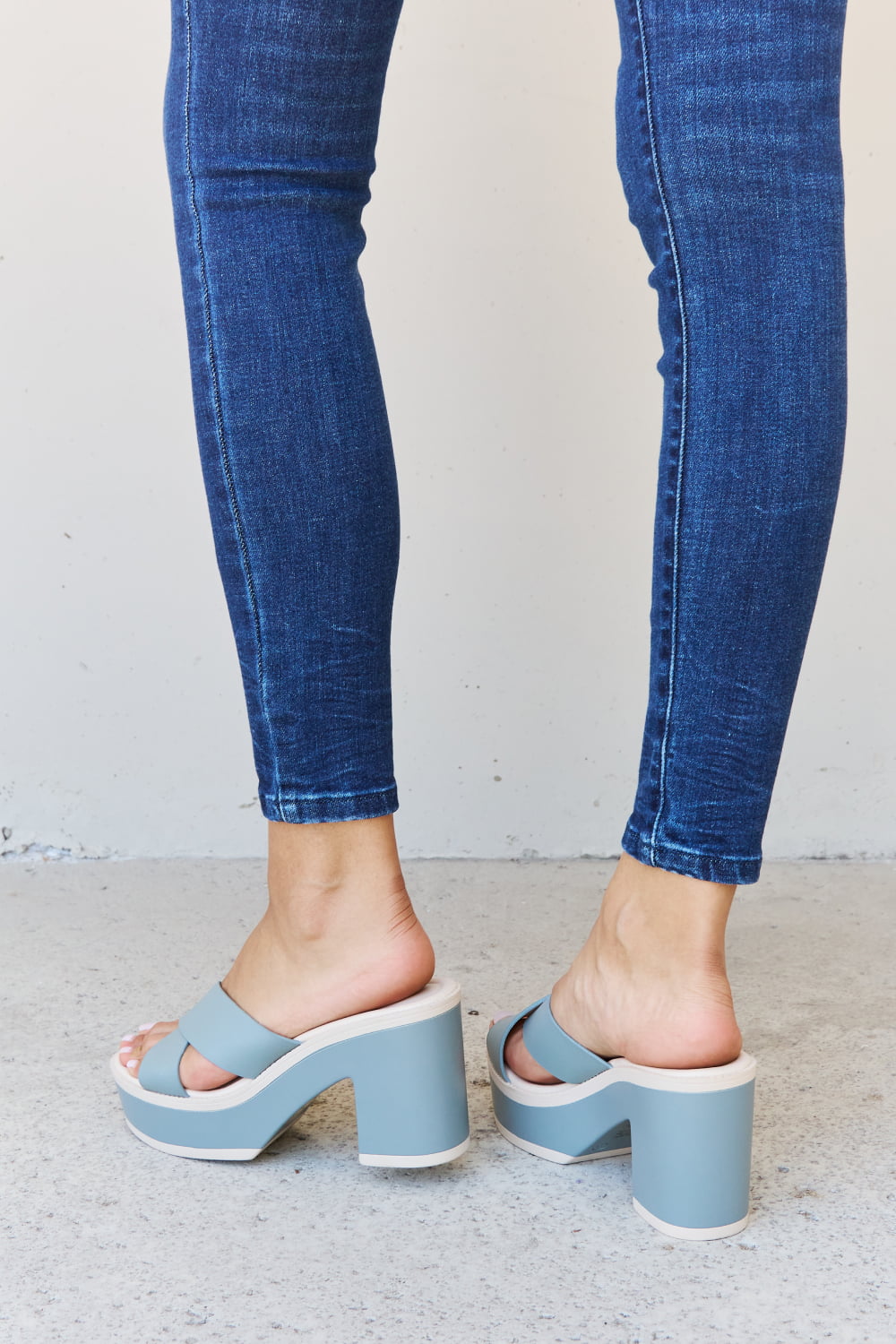 Weeboo Cherish The Moments Contrast Platform Sandals in Misty Blue - Luminous Bear Shop