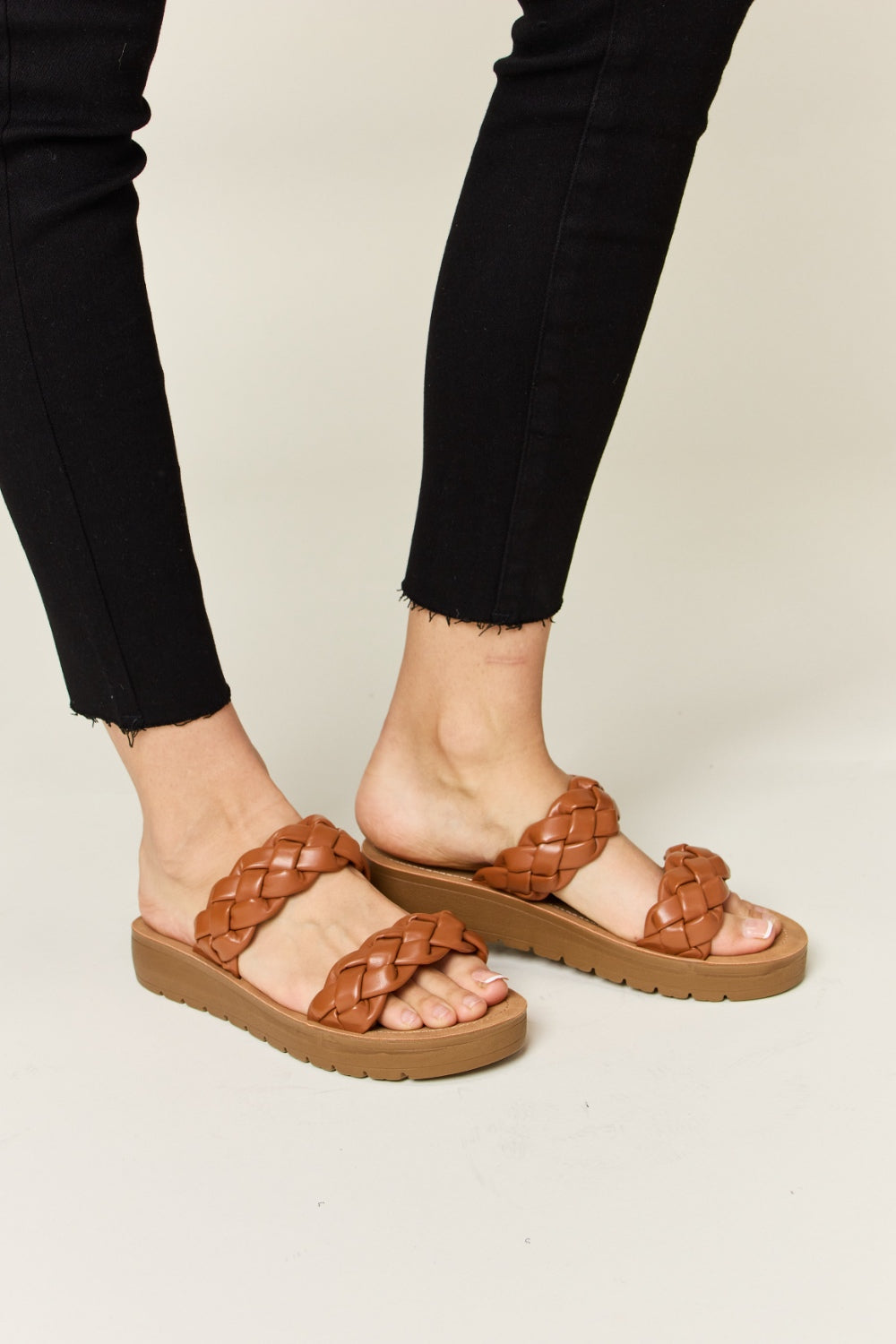 WILD DIVA Woven Dual Band Platform Sandals - Luminous Bear Shop