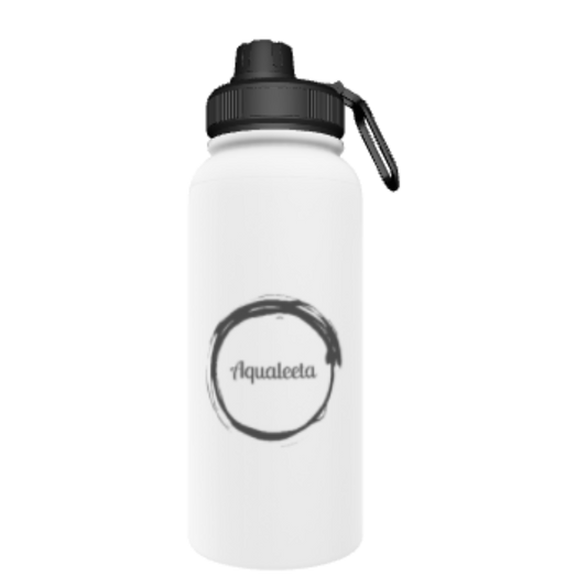 Aqualeeta 32oz Sport Lid Stainless Steel White Coated Water Bottle - Luminous Bear Shop