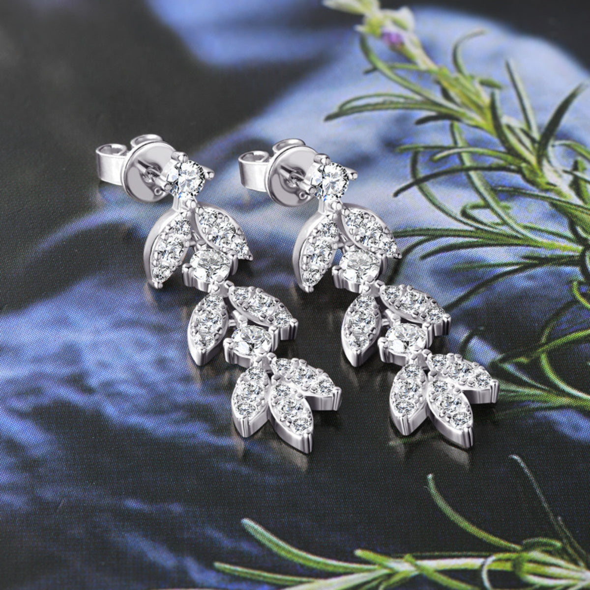 925 Sterling Silver Moissanite Leaf Earrings - Luminous Bear Shop