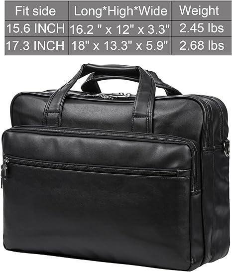 Leather Laptop Messenger Bag – Water-Resistant 15.6″ Work & Travel Briefcase