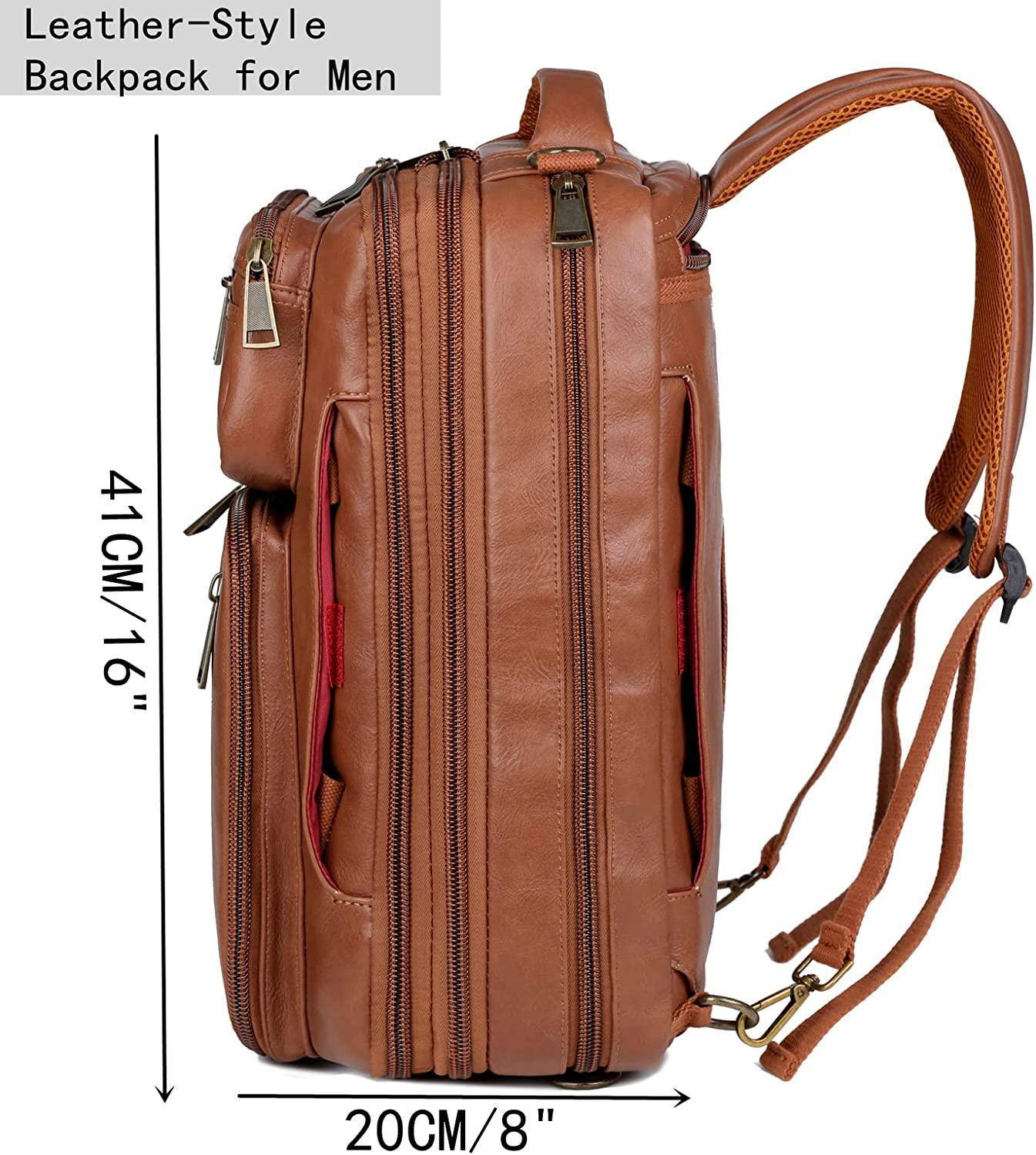 Convertible Leather Laptop Backpack – 16″ 2-in-1 Briefcase Design