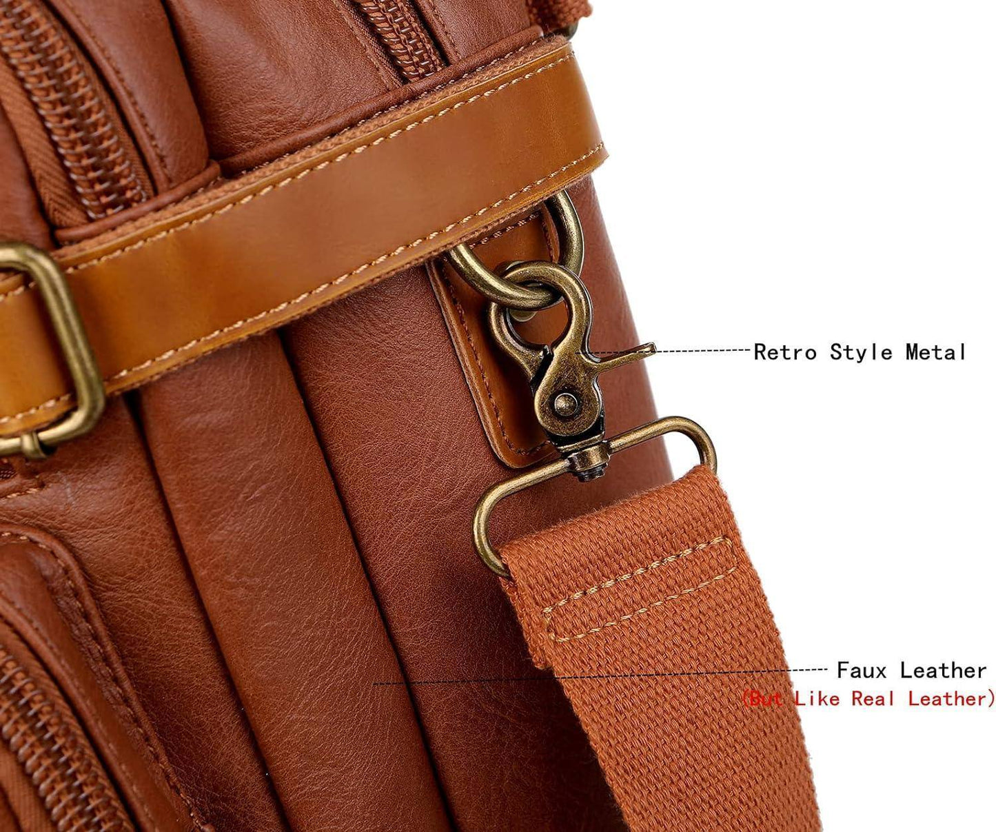 3-in-1 Leather Briefcase Backpack Hybrid – Convertible 17″ Laptop Bag (Red Lining)