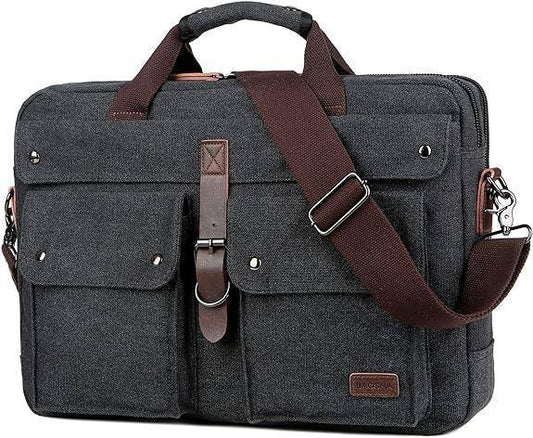 Washed Canvas Laptop Bag – Lightweight 17″ Work & Travel Briefcase