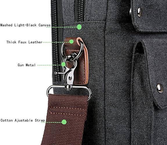 Washed Canvas Laptop Bag – Lightweight 17″ Work & Travel Briefcase