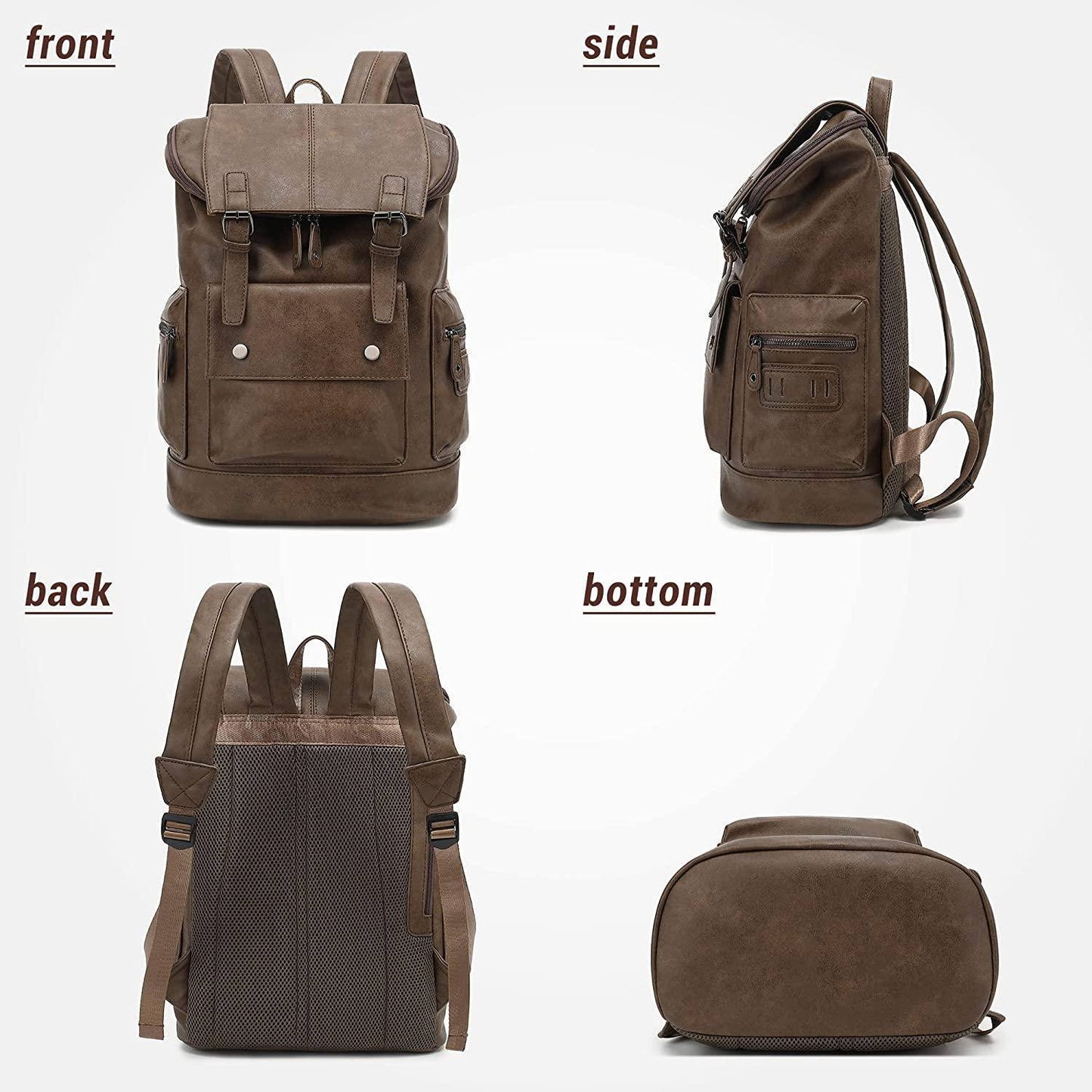 Premium Leather Laptop Rucksack – Water-Resistant 15″ Professional Pack