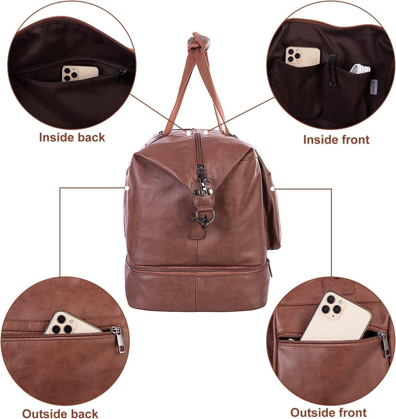 Leather Overnight Bag for Men – Waterproof Carry-On Weekender