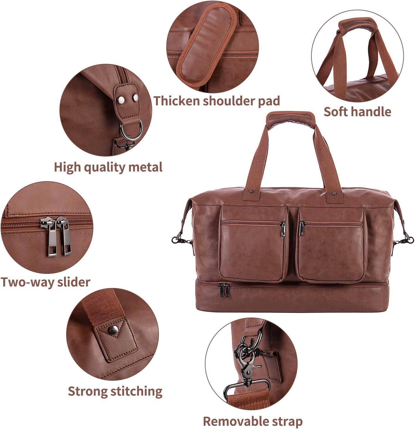 Leather Overnight Bag for Men – Waterproof Carry-On Weekender
