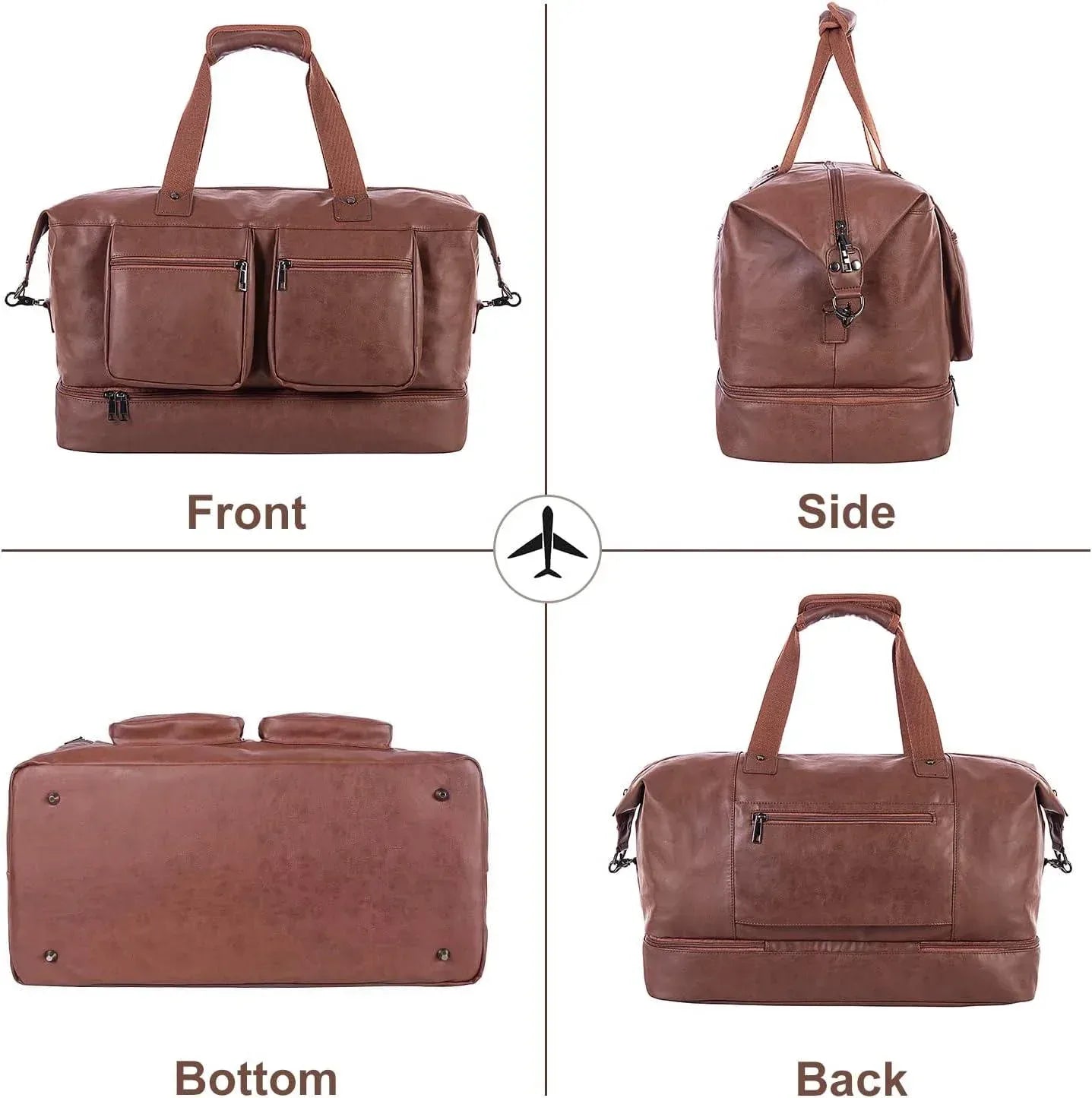 Leather Overnight Bag for Men – Waterproof Carry-On Weekender