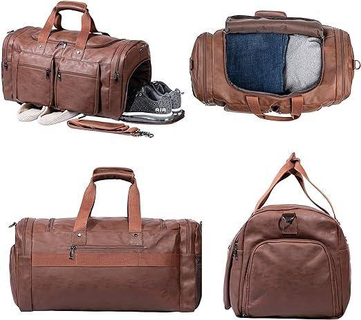 Waterproof Leather Large Carry-On Bag – 52L Vintage Duffel