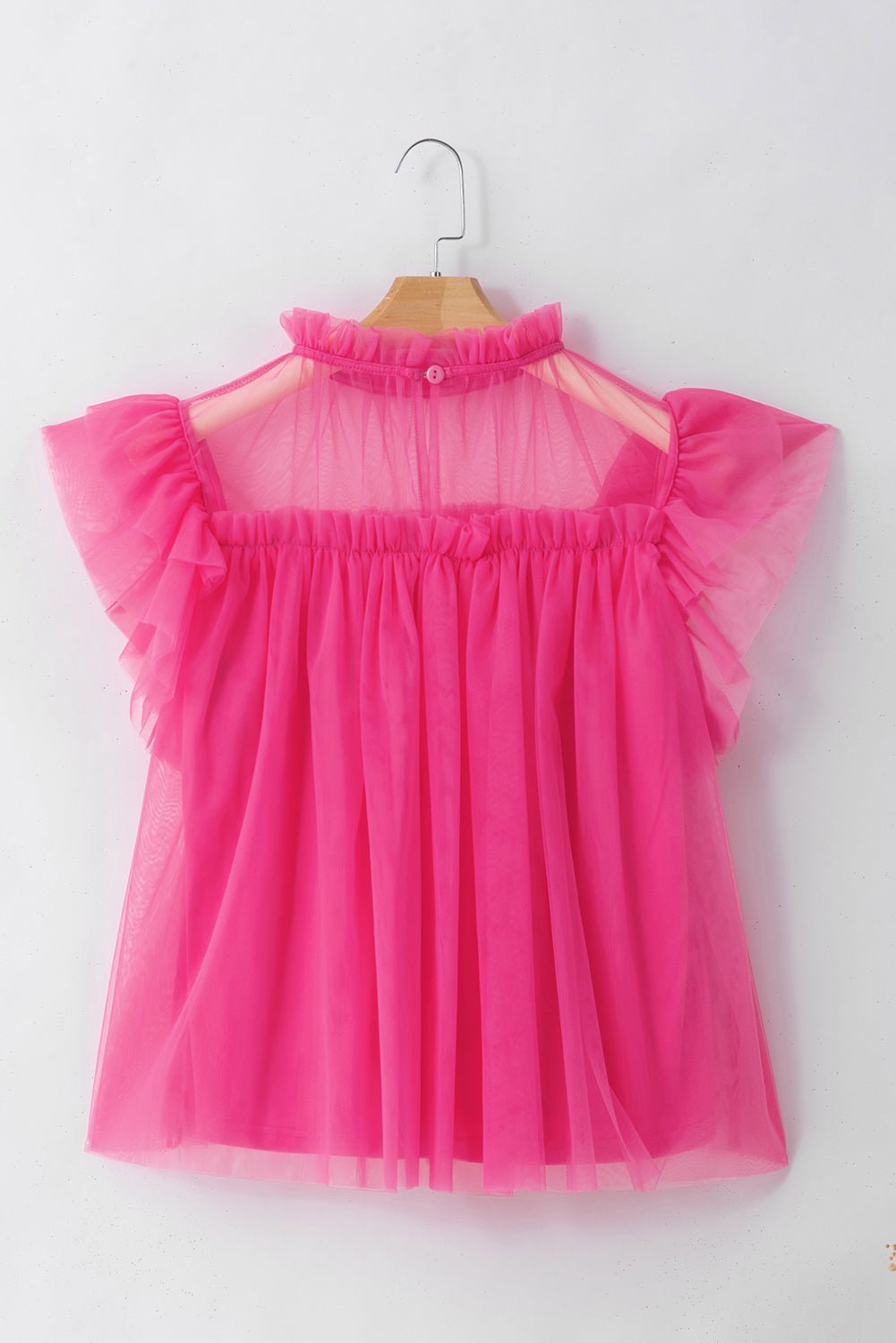 Frill Mock Neck Cap Sleeve Blouse - Luminous Bear