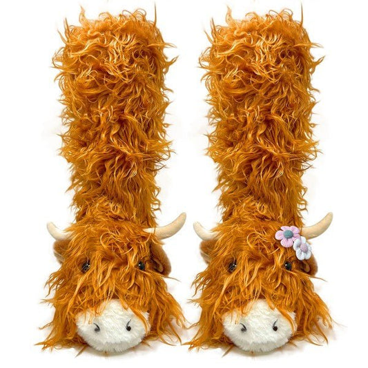 Highland Cattel - Kids' Plush Animal Slipper Socks - Luminous Bear