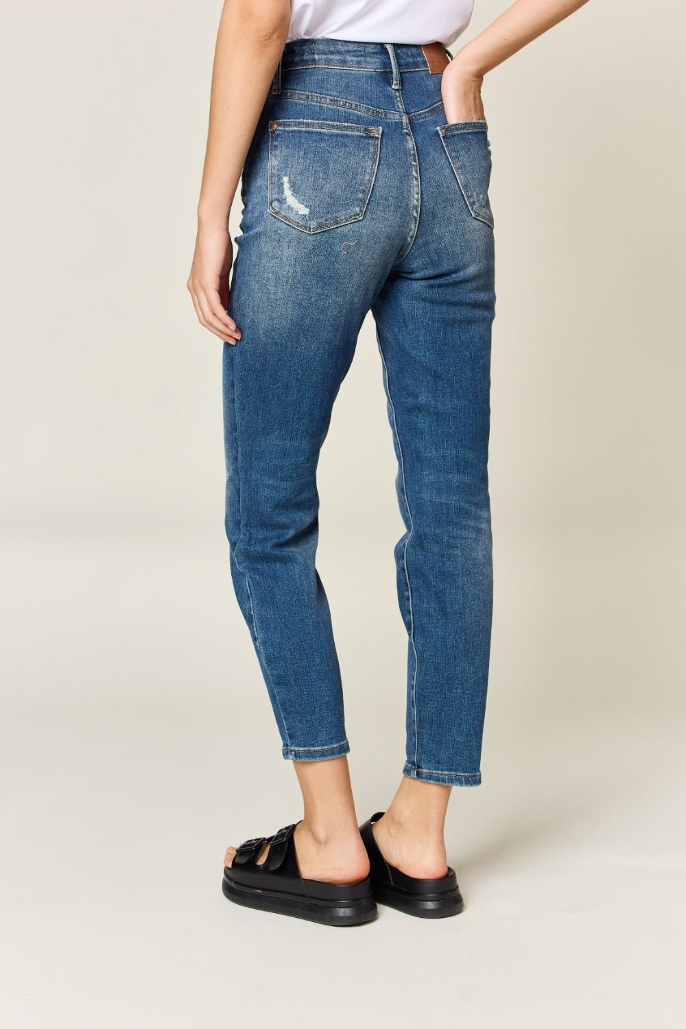 Judy Blue Full Size Tummy Control High Waist Slim Jeans - Luminous Bear