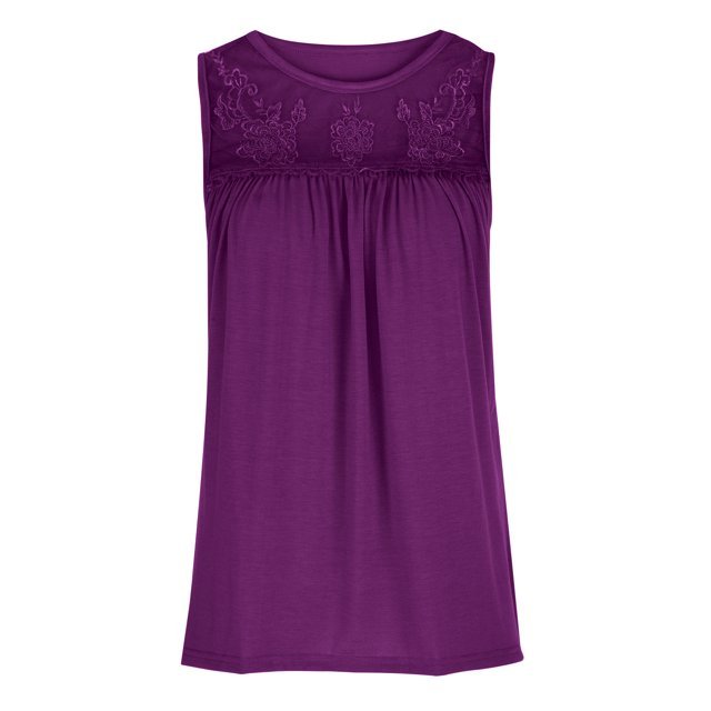 Lace Detail Round Neck Tank - Luminous Bear