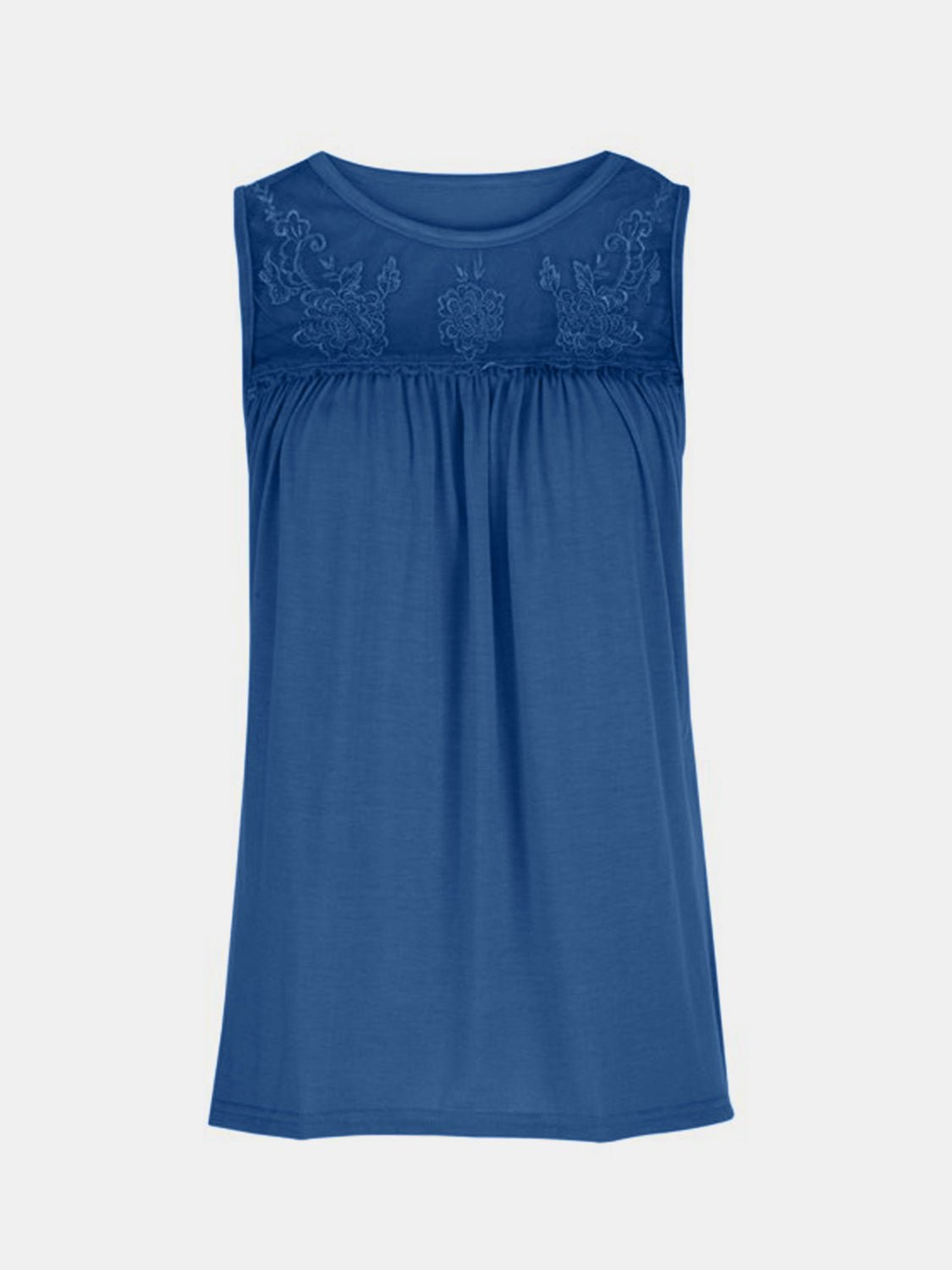 Lace Detail Round Neck Tank - Luminous Bear