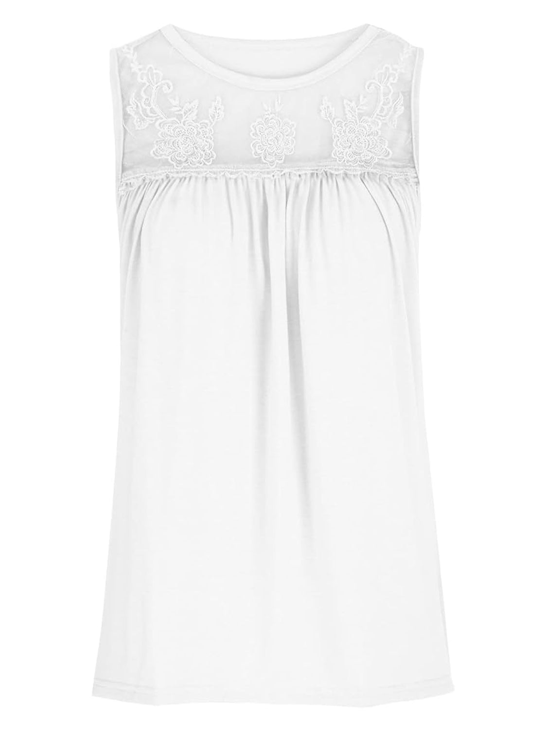 Lace Detail Round Neck Tank - Luminous Bear