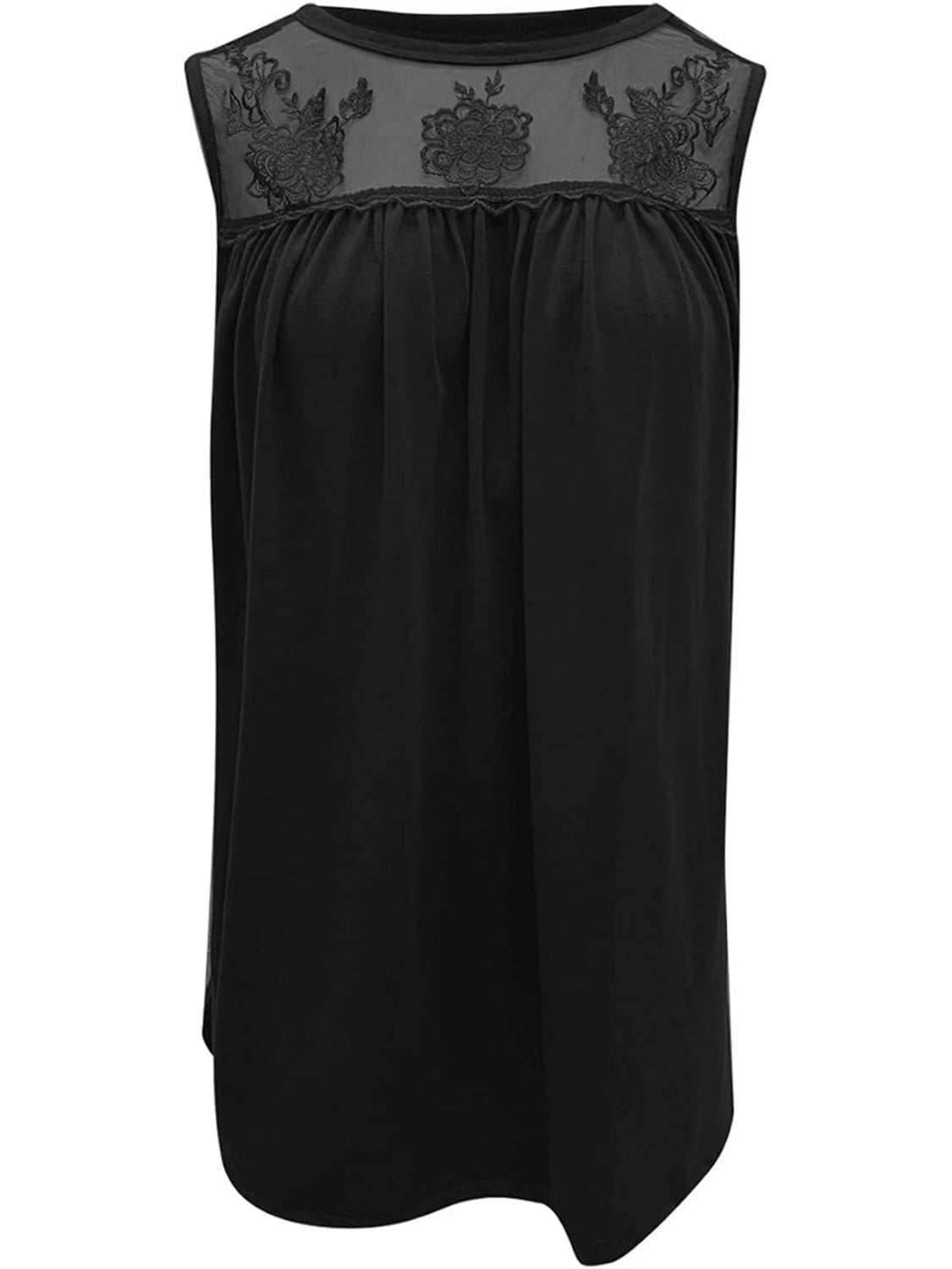 Lace Detail Round Neck Tank - Luminous Bear