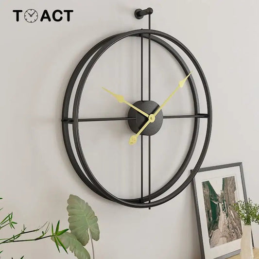 Large Vintage Metal Wall Clock Modern Design For Home Office Decor Hanging Watches Living Room Classic Brief European Wall Clock - Luminous Bear