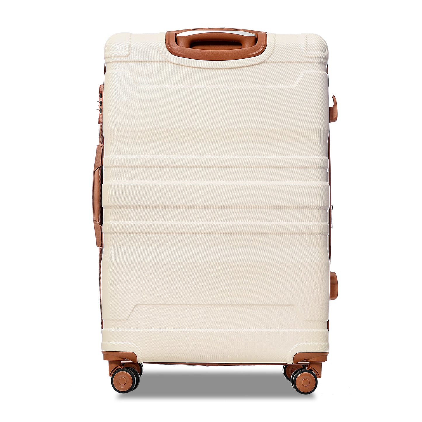 Luggage Sets New Model Expandable ABS Hardshell 3pcs Clearance Luggage (Beige and Brown) - Luminous Bear