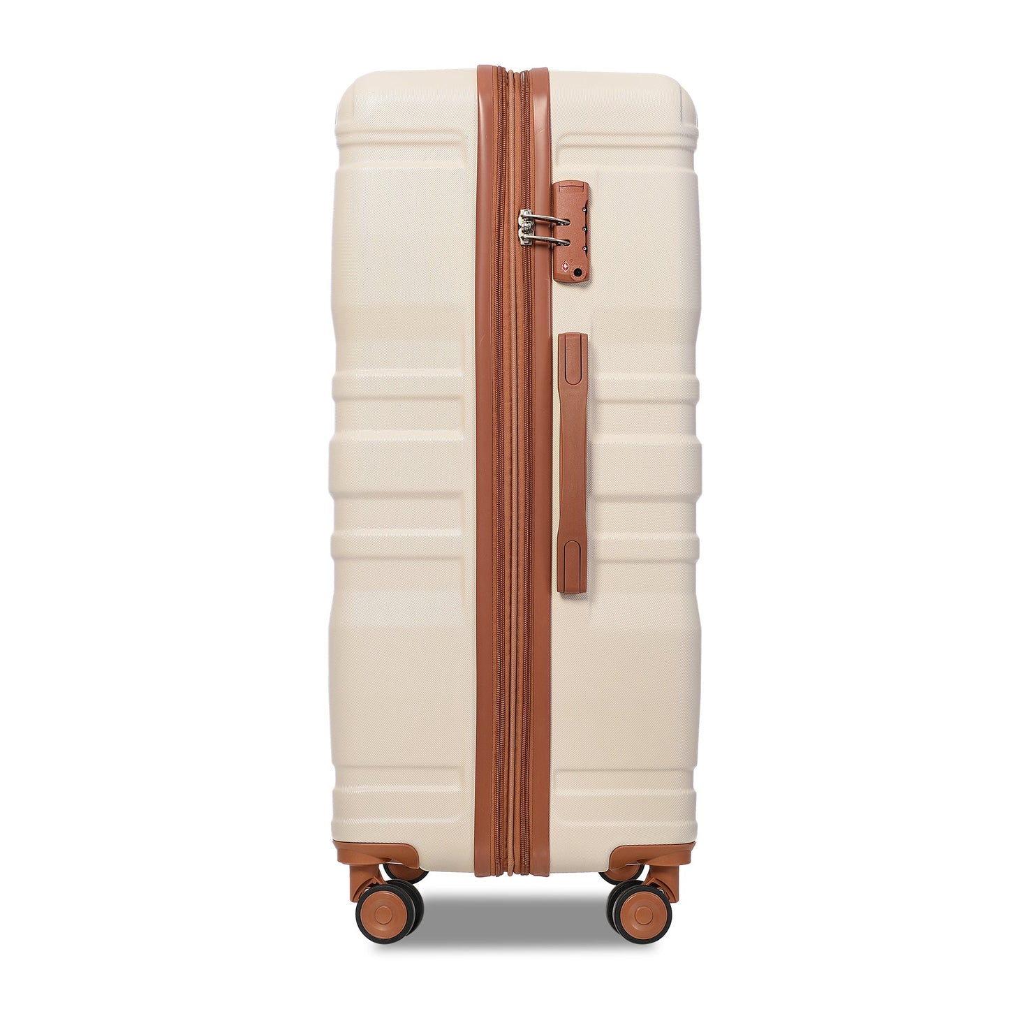 Luggage Sets New Model Expandable ABS Hardshell 3pcs Clearance Luggage (Beige and Brown) - Luminous Bear