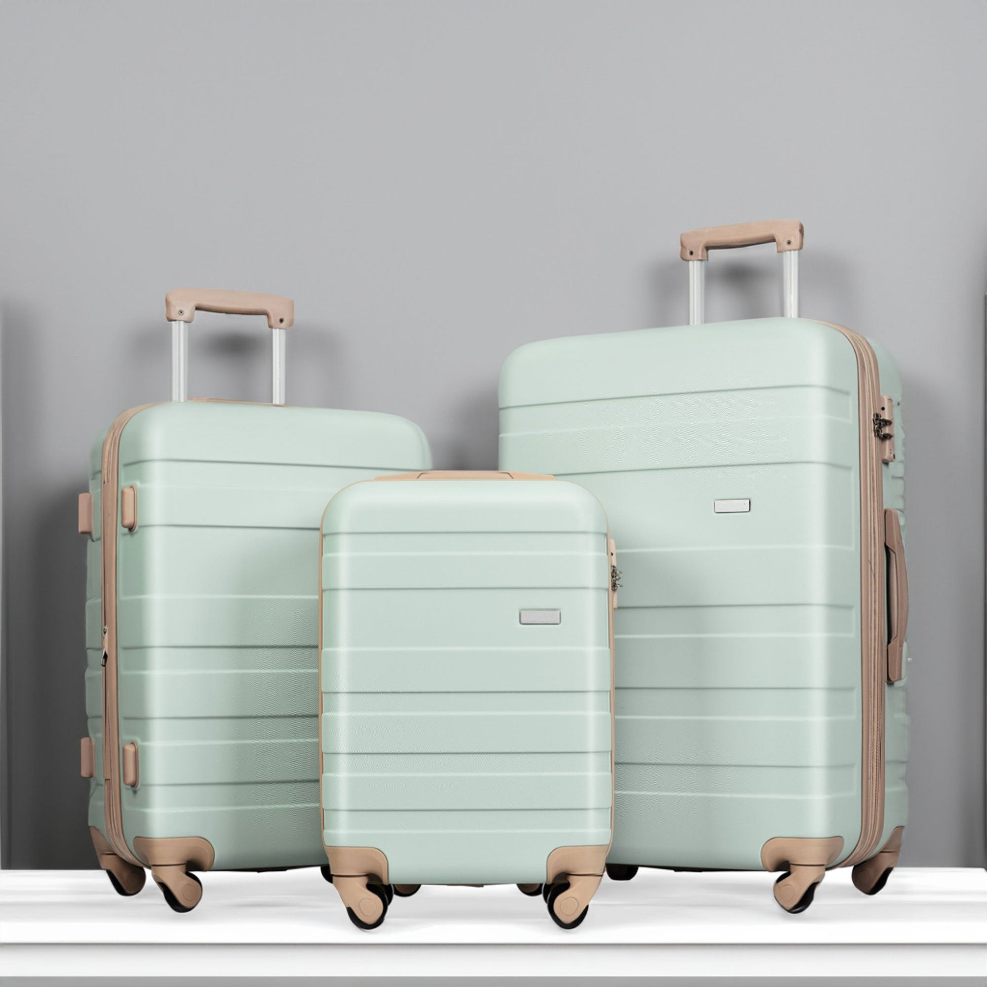 Luggage Sets New Model Expandable ABS Hardshell 3pcs Clearance Luggage ( Grey Green) - Luminous Bear