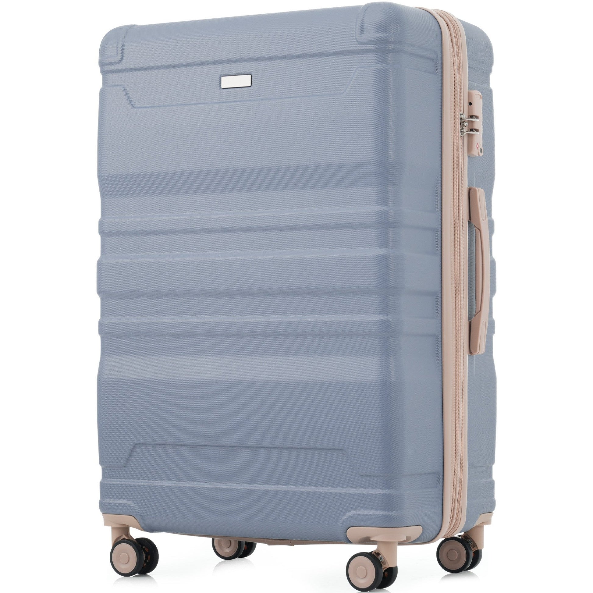 Luggage Sets New Model Expandable ABS Hardshell 3pcs Clearance Luggage (light blue and golden) - Luminous Bear