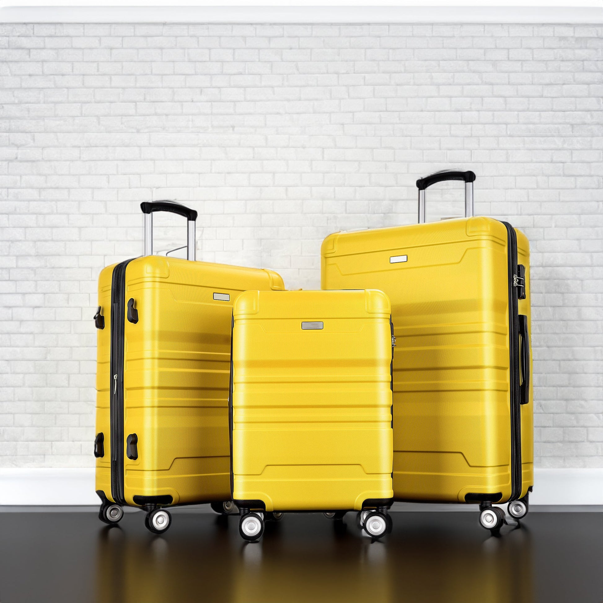 Luggage Sets New Model Expandable ABS Hardshell 3pcs Clearance Luggage (Yellow) - Luminous Bear