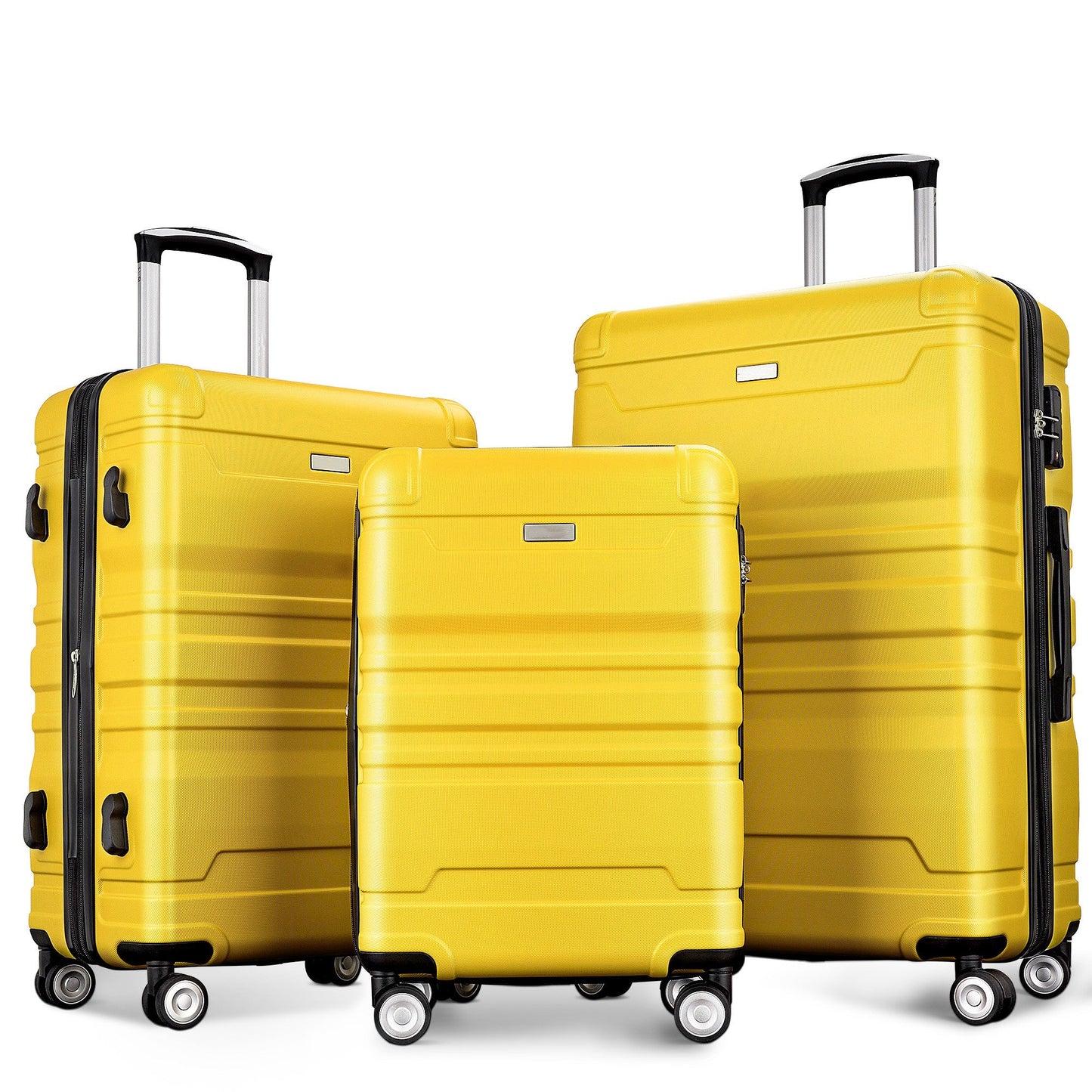 Luggage Sets New Model Expandable ABS Hardshell 3pcs Clearance Luggage (Yellow) - Luminous Bear