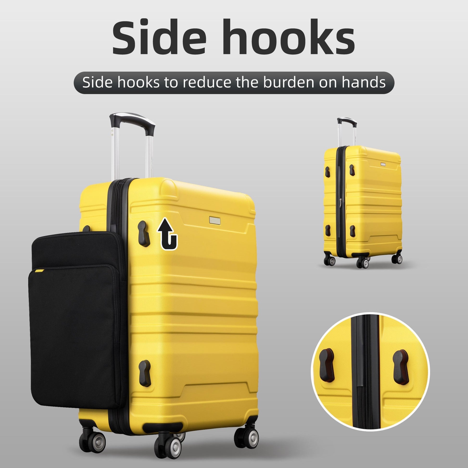 Luggage Sets New Model Expandable ABS Hardshell 3pcs Clearance Luggage (Yellow) - Luminous Bear