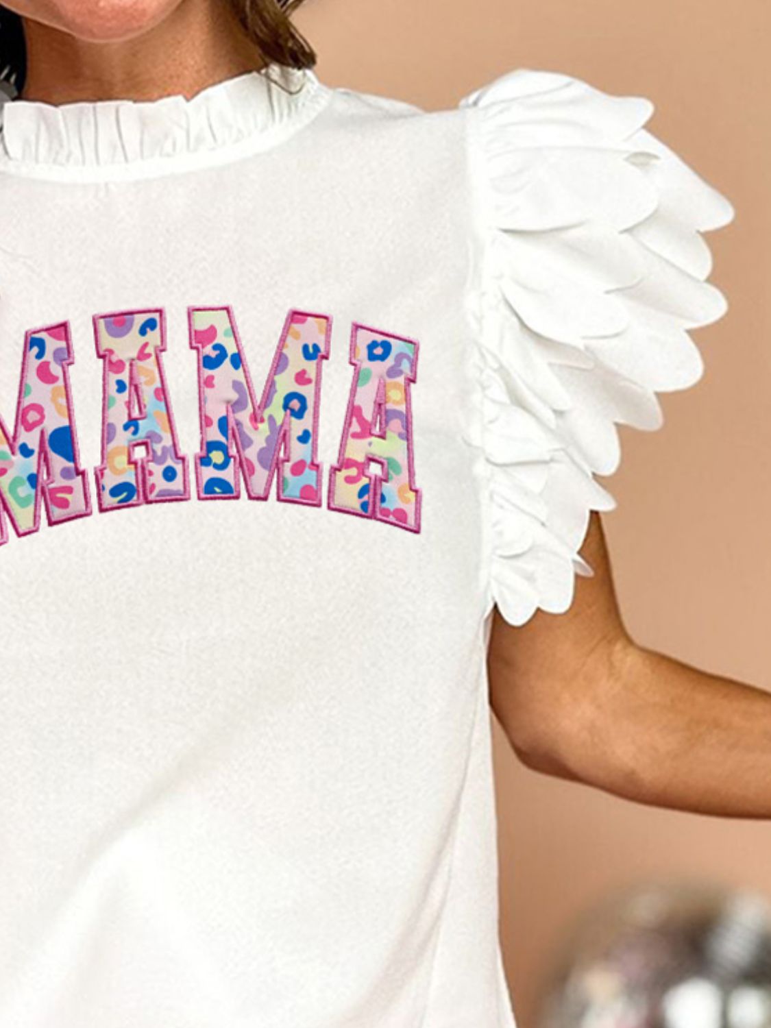 MAMA Mock Neck Cap Sleeve Blouse - Luminous Bear