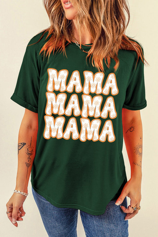 MAMA Round Neck Short Sleeve T-Shirt - Luminous Bear