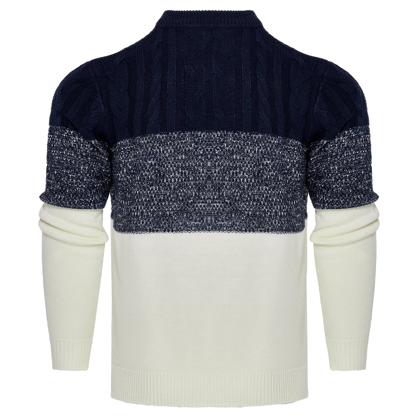 Men's Casual Color Block Long Sleeve Cable Knit Pullover Sweater - Luminous Bear