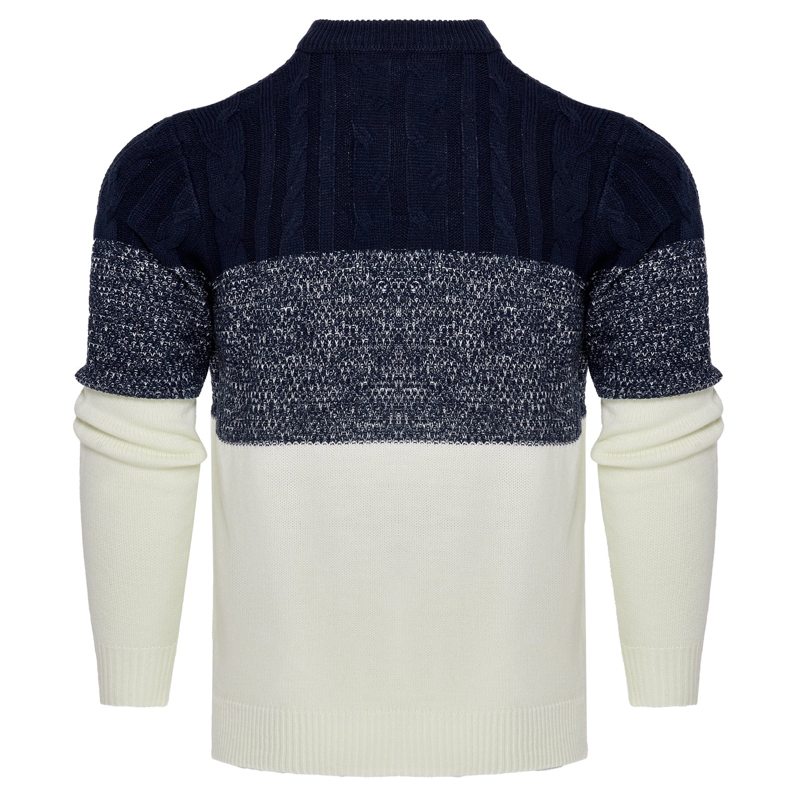 Men's Casual Color Block Long Sleeve Cable Knit Pullover Sweater - Luminous Bear