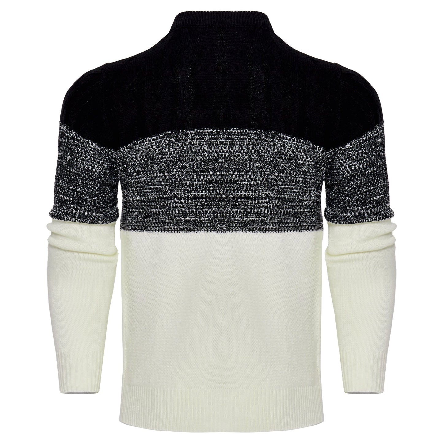 Men's Casual Color Block Long Sleeve Cable Knit Pullover Sweater - Luminous Bear