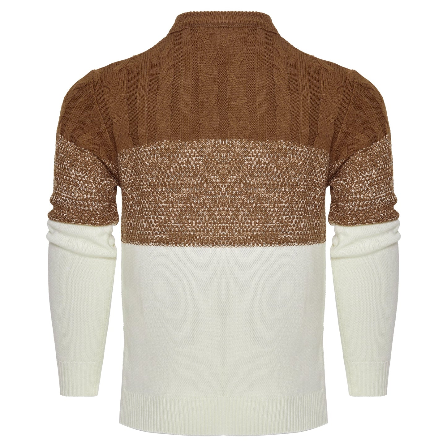 Men's Casual Color Block Long Sleeve Cable Knit Pullover Sweater - Luminous Bear