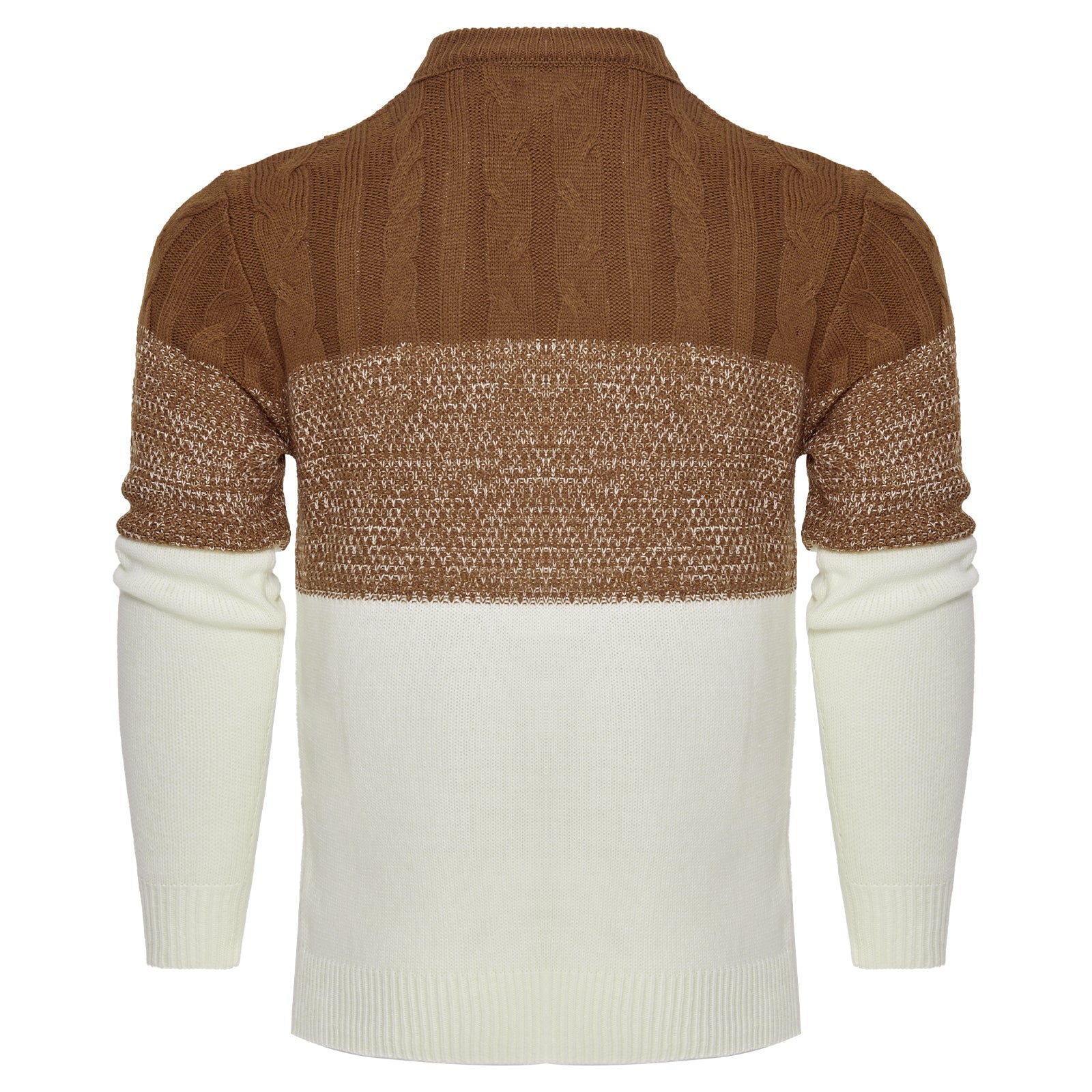 Men's Casual Color Block Long Sleeve Cable Knit Pullover Sweater - Luminous Bear