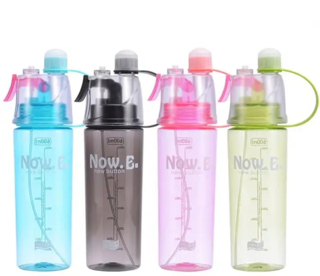 Plastic Sport water bottles with water sprayer. - Luminous Bear