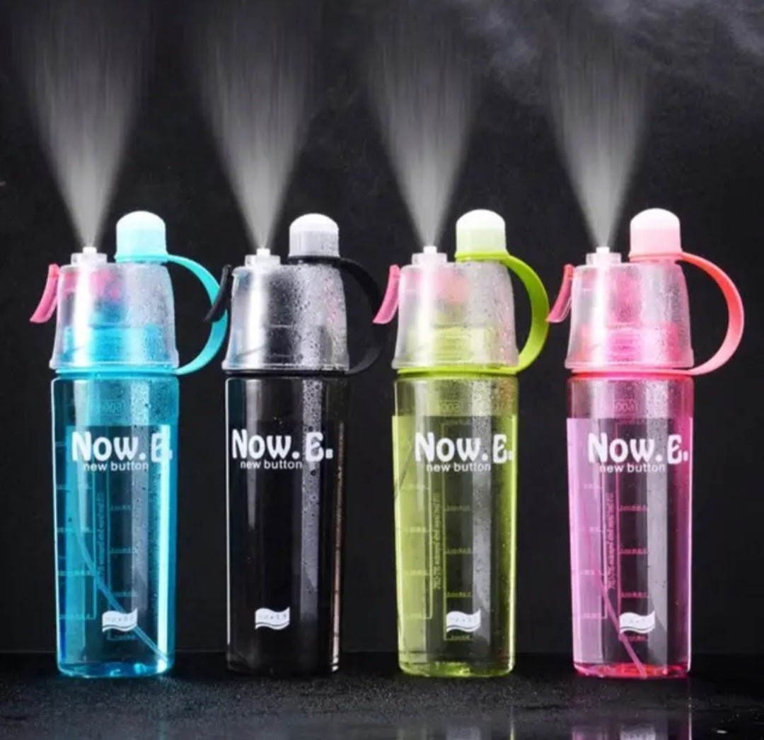 Plastic Sport water bottles with water sprayer. - Luminous Bear