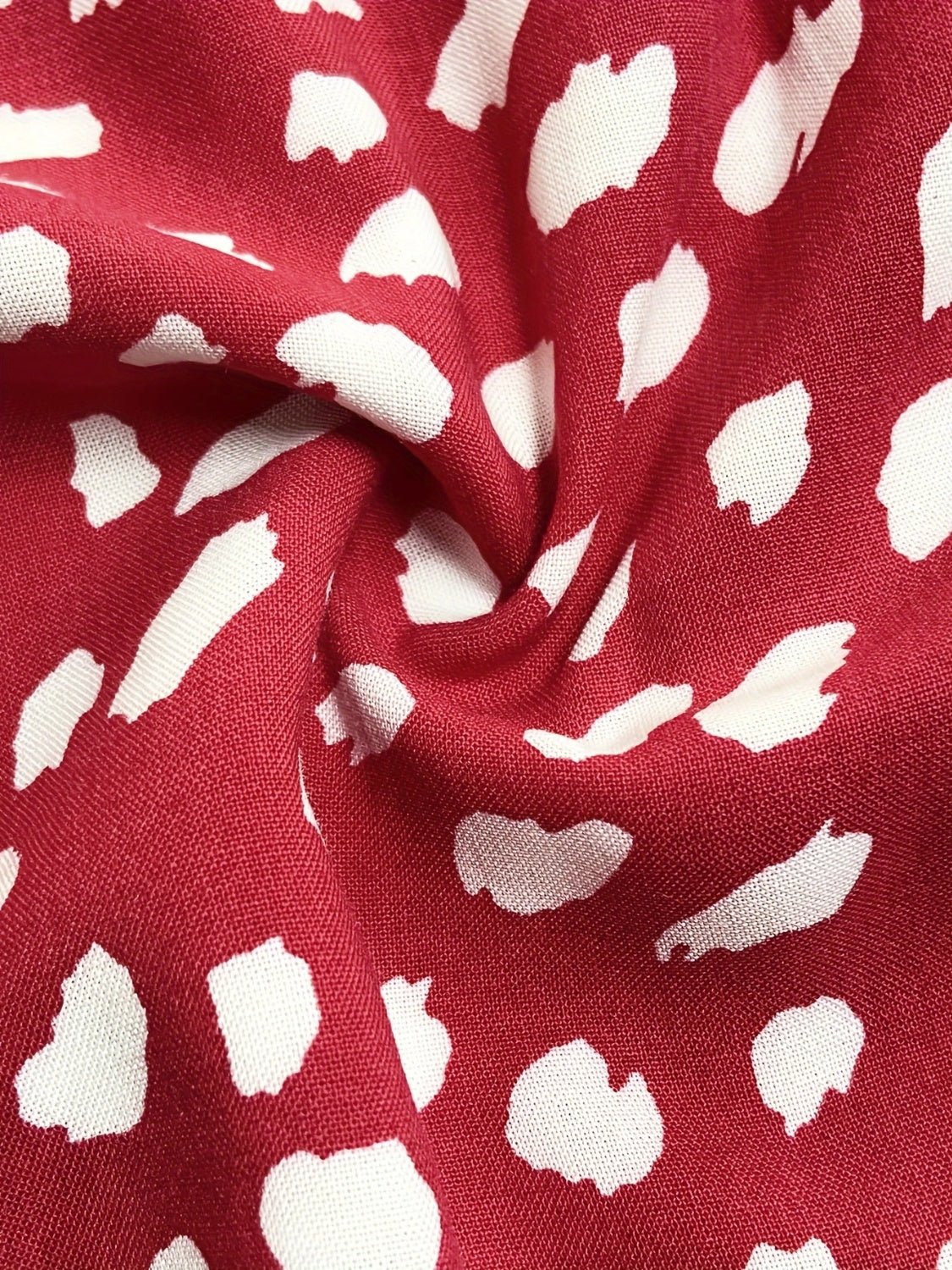 Printed V-Neck Short Sleeve Mini Dress - Luminous Bear