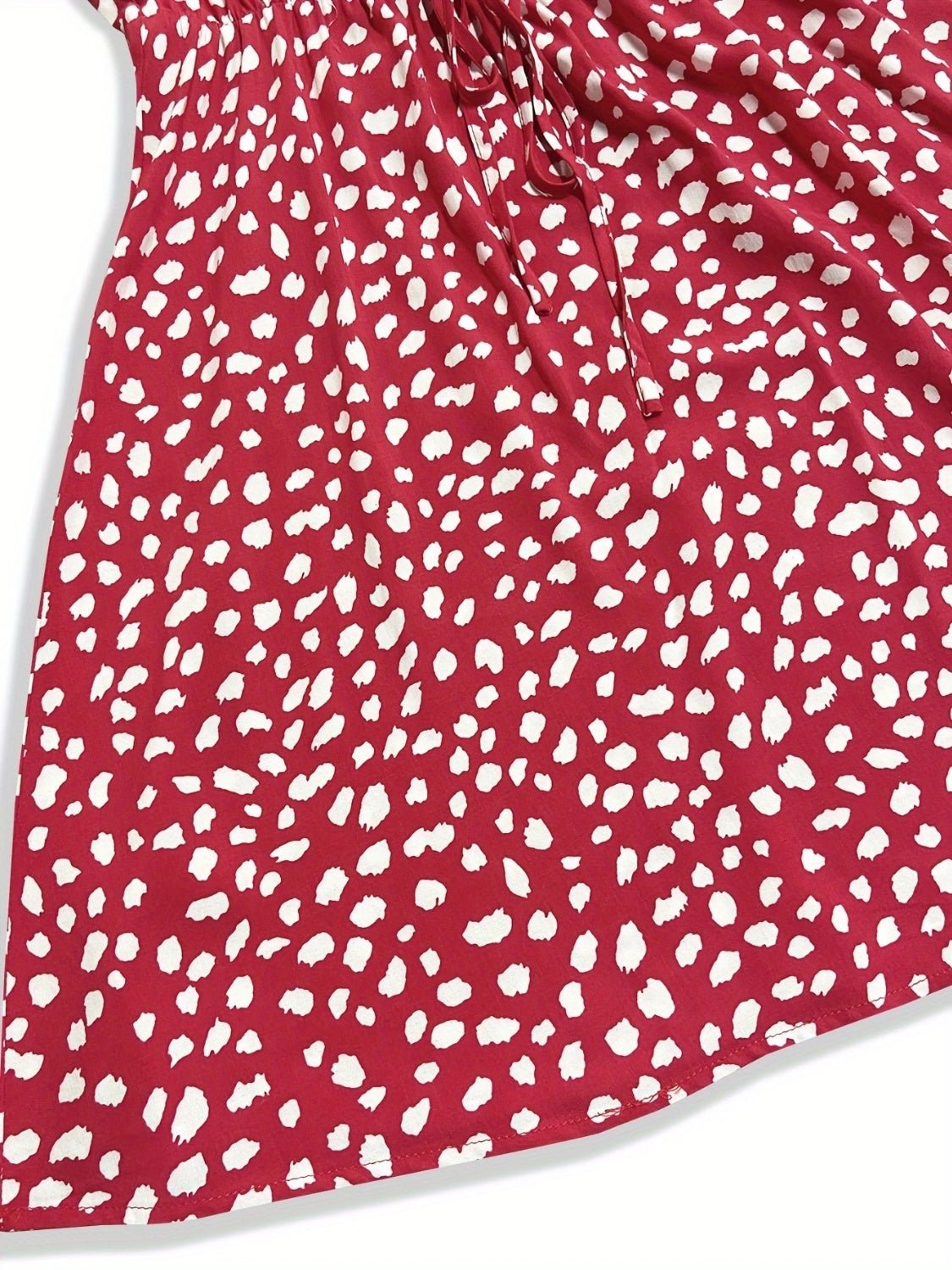 Printed V-Neck Short Sleeve Mini Dress - Luminous Bear